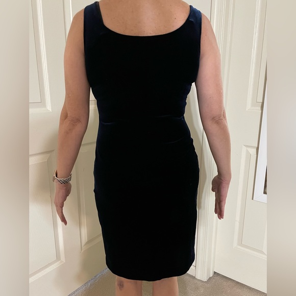 Alex Dark Navy Blue velvet dress with short matching jacket with beads size 4P - Picture 10 of 12